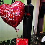 Single Red Rose in Gift Box with Balloon and Chocolates