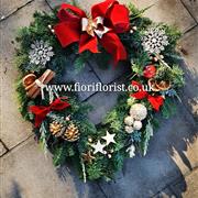 Heart Door Wreath red &amp; gold