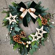 Heart Door Wreath green &amp; gold