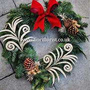 Heart Door Wreath Gold Peacock 