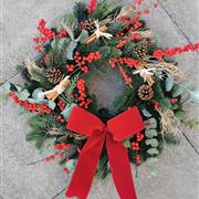 Door Wreath with Fresh Ilex Berries